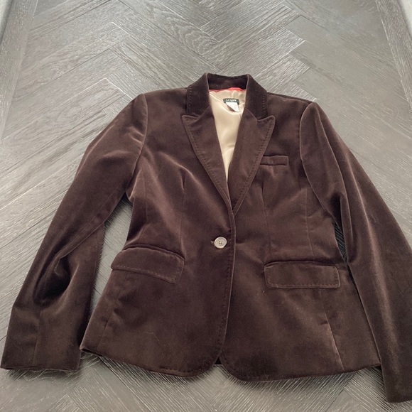 J. Crew Chocolate Velvet Jacket Sz 6 - Picture 1 of 3